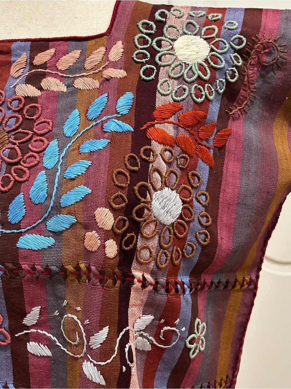 Rococo embroidery, backstrap loom weavings Chiapas huipil Blouse. 100% handmade. - Picture 4 of 8